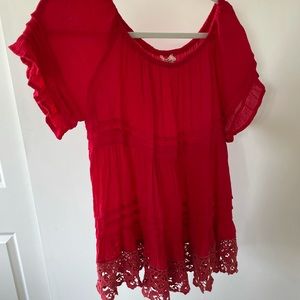 Red Off the Shoulder Blouse
